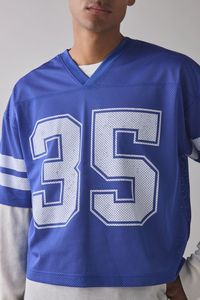 Maillot de football américain rétro en maille polyester de haute qualité, personnalisé OEM, coupe ample et courte, grande taille, été - Product Image 4