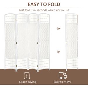 แผงหน้าจอพับเพื่อความเป็นส่วนตัว4แผงใยคลื่นสีขาวสำหรับโฮมออฟฟิศ - Product Image 4