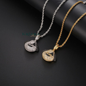 Pendentif Champignon Cartoon en Argent 925 Plaqué Rhodium et Or 18K, Style Hip Hop Unisexe avec Diamant Rond de Laboratoire, Idéal au Quotidien - Product Image 2