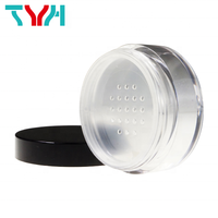 Pots à poudre libre cosmétique SAN PET de 3 ml à 80 ml en PMMA acrylique ABS avec couvercle noir et tamis PE, écologiques, recyclables, cylindres ISO