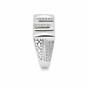 925 Sterling <b>Silver</b> Pave Moissanite Geometric Signet <b>Ring</b> for <b>Men</b> Hip Hop Wedding Party Daily Wear Jewelry Gift - Product Image 4