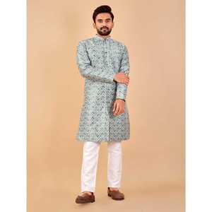 TRENDING JACQUARD ESTAMPADO HOMBRE CALZADO KURTA CON PAYJAMA RAMA - Product Image 1