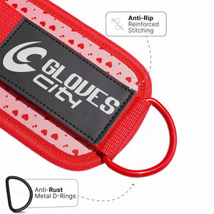 Guantes de neopreno y algodón con correas de tobillo para máquinas de cable, puños acolchados, transpirables, antideslizantes, personalizados, con accesorio de polea, para gimnasio. - Product Image 2