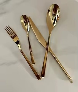 Premium <b>Gold</b> Brass Cutlery Set Luxury Dining Flatware Utensil Collection Elegant <b>Table</b> Decor For Restaurant - Product Image 3