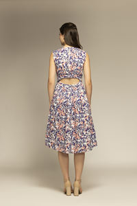 Vestido Casual de Verano para Mujer, Estampado Floral Azul, Mezcla de Algodón, Transpirable, para Uso Diario - Product Image 3