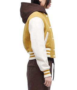 Chaquetas Varsity de Lana y Cuero con Logotipo Personalizado de Alta Calidad, Bordado Chenille, Chaquetas Varsity Cortas para Mujer - Product Image 4