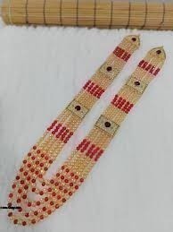 Collier ras-de-cou tendance en alliage de zinc avec perles de style indien/pakistanais, couleur rouge, bijoux de mariage - Product Image 3
