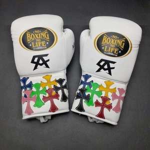 Gants de boxe professionnels en cuir à lacets, rembourrage épais à 4 couches, conception à doigts entiers, évacuation de l'humidité, fermeture auto-agrippante - Product Image 6