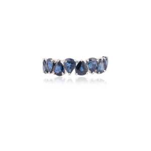 14K <b>Gold</b> Pear Cut Blue Sapphire Statement <b>Ring</b> - Product Image 4