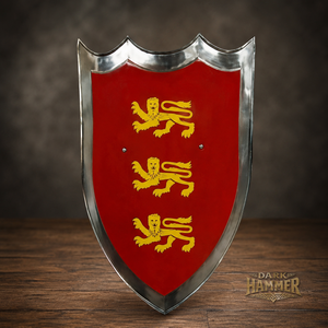 Escudo de hierro artesanal Dark Hammer Art, estilo medieval europeo, diseño clásico de león heráldico, para exhibición blindada. - Product Image 1
