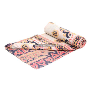 Cousu à la main réversible indien lourd Kantha couette Gudari GD068 coton vieux Sari couverture Patch travail à la main Kantha couette jeter - Product Image 5