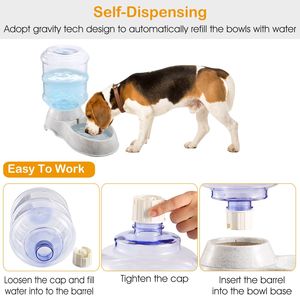 Distributore d'acqua automatico a gravità da 3,5L/1Gal per animali domestici, abbeveratoio automatico per cani e gatti, ciotole e mangiatoie per animali domestici - Product Image 4