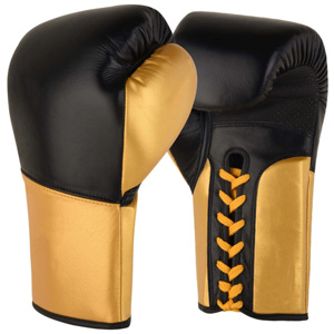 Gants de boxe professionnels à lacets avec options de logo personnalisables. Construit avec des matériaux légers et respirants - Product Image 1