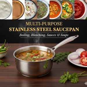 Casserole en acier inoxydable de qualité supérieure, grade 304, triple épaisseur, 18 cm, pour la cuisine quotidienne, la préparation de soupes et les applications de cuisson à l'eau. - Product Image 4