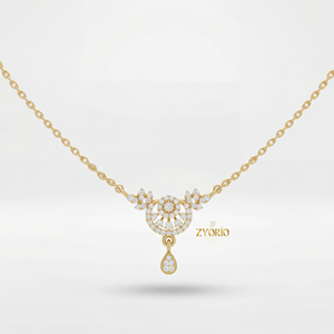 Collar de Cadena con Colgante de Diamantes en Forma de Luna Creciente con Detalles Florales en Oro Rosa para Mujer, Chapado en Oro, Elegante y Lujoso, Regalo de Compromiso o Boda - Product Image 5