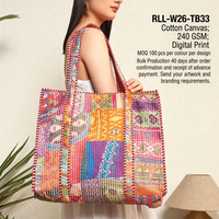 Sac fourre-tout en toile de coton pour femmes, 240 GSM, impression numérique, design multicolore, logo personnalisé, marque privée, vente en gros