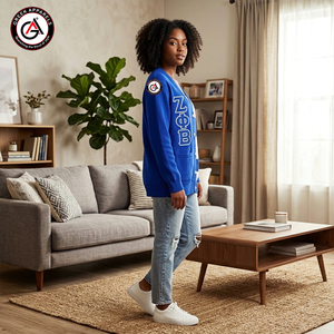 Zeta Phi Beta Finer Embroidery Women Acrylic <b>Cardigans</b> | ZOB Sorority Embroidered Ladies Custom Style <b>Cardigan</b> <b>Sweater</b> - Product Image 3