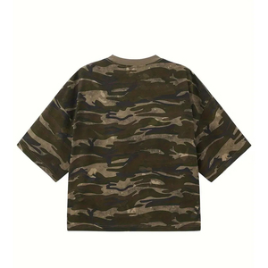 เสื้อยืดโอเวอร์ไซส์ลายพรางยูนิเซ็กซ์ ผ้าเจอร์ซีย์ย้อมสีสไตล์สตรีทแวร์ พิมพ์ลาย คอตตอน คอกลม ทรงหลวม สวมใส่สบาย แฟชั่นฤดูร้อน ปรับแต่งลายด้านหน้าได้ - Product Image 2