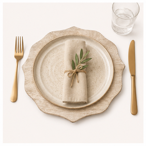 Plato de Madera Decorativo Hecho a Mano con Borde Festoneado, de Madera de Mango Blanqueada, para Eventos de Boda y Decoración de Mesa - Product Image 6