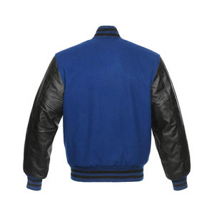 Chaqueta Varsity Casual de Invierno de Primera Calidad, con Cierre Frontal, Color Liso Personalizado, Tallas Grandes para Hombre, Cuerpo de Cuero - Product Image 6