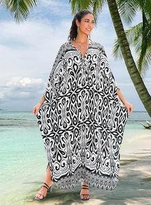V Neck Maxi Abaya <b>Dress</b> Long Sleeve Floral Pattern <b>Loose</b> Fit Asymmetrical Hem Women's Eid Ramadan Elegant Breathable Daily Wear - Product Image 4