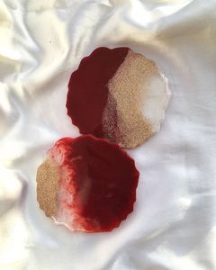 Custom Resin Coaster Round Drink Coaster Handmade Table Mat <b>Glitter</b> <b>Red</b> Decorative Pad for Home Bar - Product Image 4