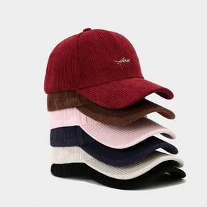 Gorra de béisbol coreana de pana con letras bordadas para hombre y mujer, nueva colección - Product Image 1