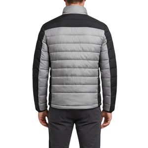Mid Grey Black Multi Panel Puffer Jacket Mock <b>Neck</b> Collar Puffer Jacket Slim Fit Flexible Grid Wholesale Jackets - Product Image 2