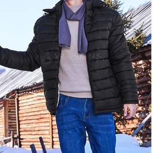 Classic Men Puffer <b>Jacket</b> Lightweight <b>Packable</b> Warm Winter Outerwear Comfortable Daily Wear - Product Image 4