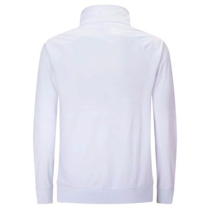 Men's <b>White</b> Full Sleeve Sport <b>Jacket</b> With Blue Stripes Stand Collar Zipper Front Side Pockets Breathable Spring Wear - Product Image 2