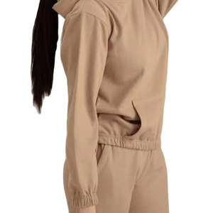 Ensemble de survêtement élégant et tendance pour femme, manches longues, en molleton de coton doux, deux pièces, sweat à capuche et pantalon de jogging, tenue décontractée d'hiver - Product Image 4