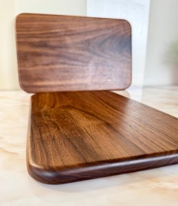 Handcrafted <b>Black</b> Acacia Wood Chopping Board Solid Kitchen Cutting Board Charcuterie Board Cum <b>Serving</b> <b>Tray</b> For Kitchen - Product Image 2