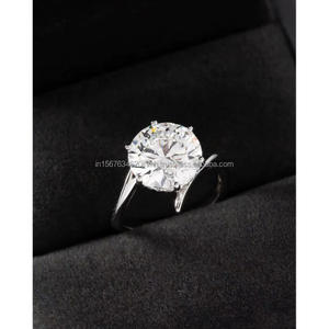 Anillo de Diamantes de Corte Redondo en Oro Blanco, Hermoso y Elegante Anillo de Compromiso para Mujer, Joyería Fina de Lujo Premium, Regalo para Ella, Boda - Product Image 1