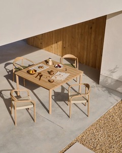 Scandinavian Style Solid Teak Dining <b>Table</b> – Clean Line Wooden <b>Table</b> with Slatted Top for Dining Room, <b>Patio</b> & Resort Use - Product Image 2
