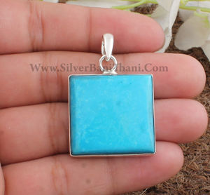 Collar de Plata de Ley 925 con Turquesa Natural Vintage, Chapado en Platino, Piedra Azul, Joyería de Piedras Preciosas Auténticas, Unisex, Venta al Por Mayor - Product Image 2