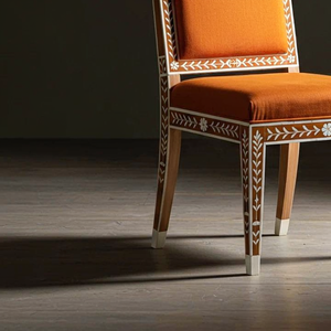 Bone Inlay <b>Orange</b> Upholstery Solid Back Handmade Furniture Modern Bone Inlay Lounge <b>Chair</b> Handmade Designer Furniture for Hotels - Product Image 2