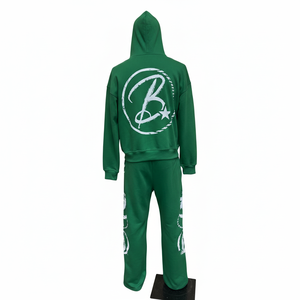 Ensemble de survêtement Blossom à capuche zippé unisexe, streetwear, couleur dégradée, molleton de coton, coupe ample, automne - Product Image 6