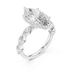 Anillo de Uso Diario para Mujer en Oro Rosa de 14K con Diamantes Cultivados en Laboratorio, Corte Redondo y Marquesa |   Diamante Cultivado Nuevo - Product Image 2