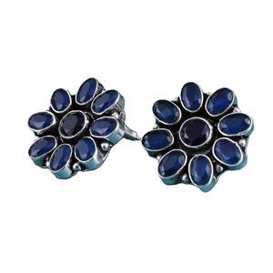 Pendientes de Plata Oxidada con Diseño Floral y Ónix |   Joyería Étnica Boho Hecha a Mano al por Mayor - Product Image 5