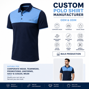 Polo pour homme à blocs de couleur, manches courtes, logo brodé sur le devant, tissu tricoté respirant, style décontracté - Product Image 2