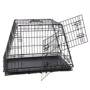 İki eğimli duvarlı otomobiller için dayanıklı Modern köpek kafesleri İki kapılı çelik tel çerçeve plastik tepsi - Product Image 4