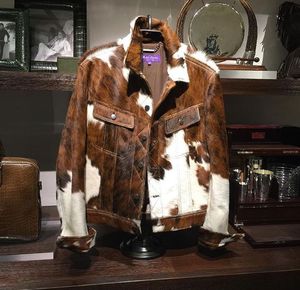Blouson de moto en cuir véritable motif vachette, manches longues, col montant, fermeture éclair, fait main, style urbain, pour femme, automne - Product Image 5
