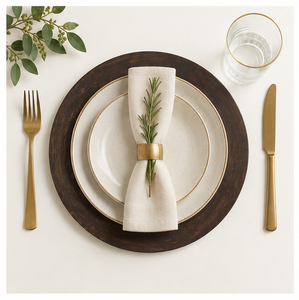 Assiettes de présentation rondes en bois foncé, style rustique campagnard, pour décoration de table de mariage, assiettes de service en bois artisanales pour événements, vente en gros - Product Image 2