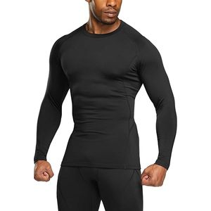 Haut de sport à manches longues pour homme, coupe ajustée, séchage rapide, absorbant la transpiration, idéal pour la musculation et l'entraînement en salle de sport - Product Image 1