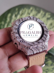 นาฬิกา Pragalbh Jewels ประดับเพชรโมอิสซาไนต์แบบเต็มหน้าปัด ตัวเรือนสแตนเลสสตีล สำหรับผู้ชาย สุดหรู - Product Image 2