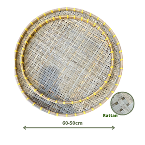 Agricultural Products Round Handmade Serving Smoked Bamboo and Drying <b>Trays</b> for Farm Produce Reusable Food and Herbs - Product Image 2