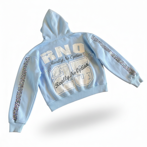 Sudadera con capucha extragrande personalizada con cremallera y pedrería multicolor, de 450 g/m², 100% algodón polar, precio económico. - Product Image 6