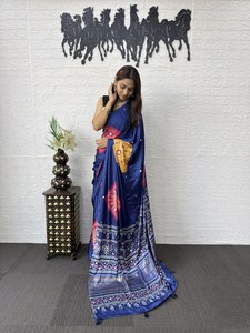 <b>Green</b> <b>Silk</b> Saree With Embroidery Traditional Women's Wear India Pakistan Wedding Engagement All Seasons - Product Image 5