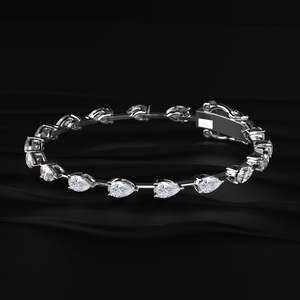 Bracelet tennis minimaliste empilable en moissanite poire orientale-occidentale de qualité supérieure, 7 pouces, en argent sterling 925, or 10k, 14k, 18k ou platine - Product Image 3