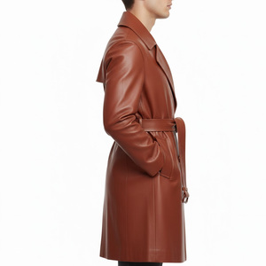 Manteau trench décontracté pour homme, long, imperméable et coupe-vent, avec col à revers classique et ceinture, idéal pour le quotidien et le bureau - Product Image 1